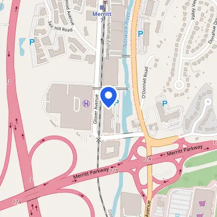 Map showing the location of Pearson Professional Center in Norwalk