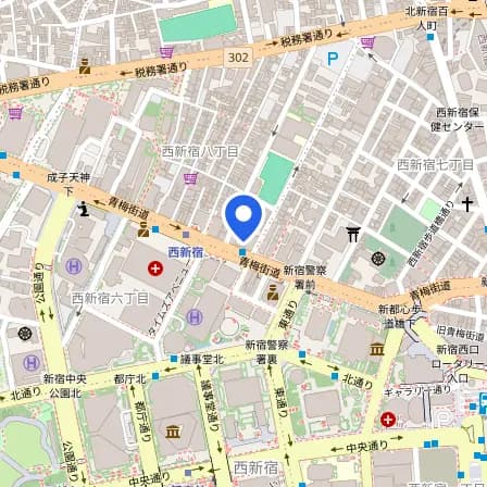 Map showing the location of Pearson Professional Center in Shinjuku