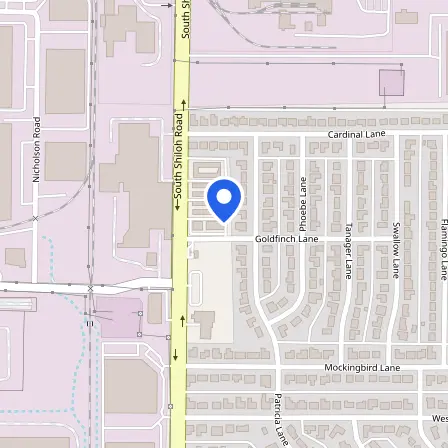 Map showing the location of Pearson VUE TESTING CENTER- Goldfinch Lane, Garland Texas in Dallas