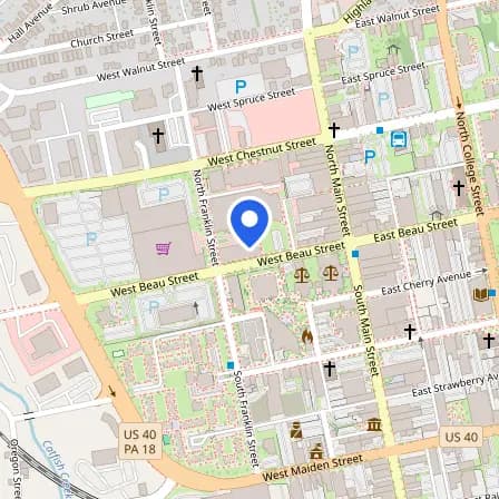Map showing the location of Pearson Professional Center in Washington