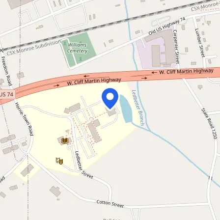 Map showing the location of SPCC Pearson VUE Testing Center - Polkton in Polkton
