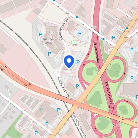 Map showing the location of Pearson Professional Center in Charlotte