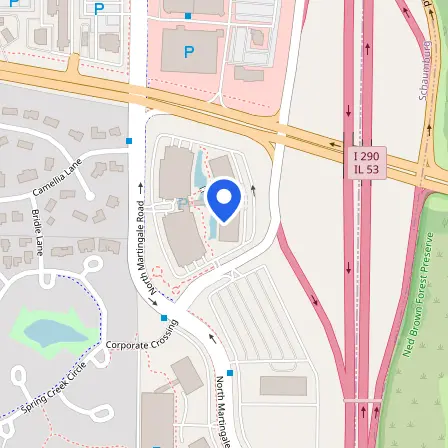 Map showing the location of Pearson VUE Professional Testing Center in Chicago
