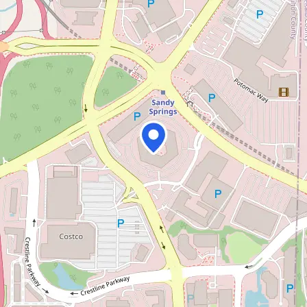Map showing the location of Pearson Professional Centers-Atlanta (North) GA in East Atlanta