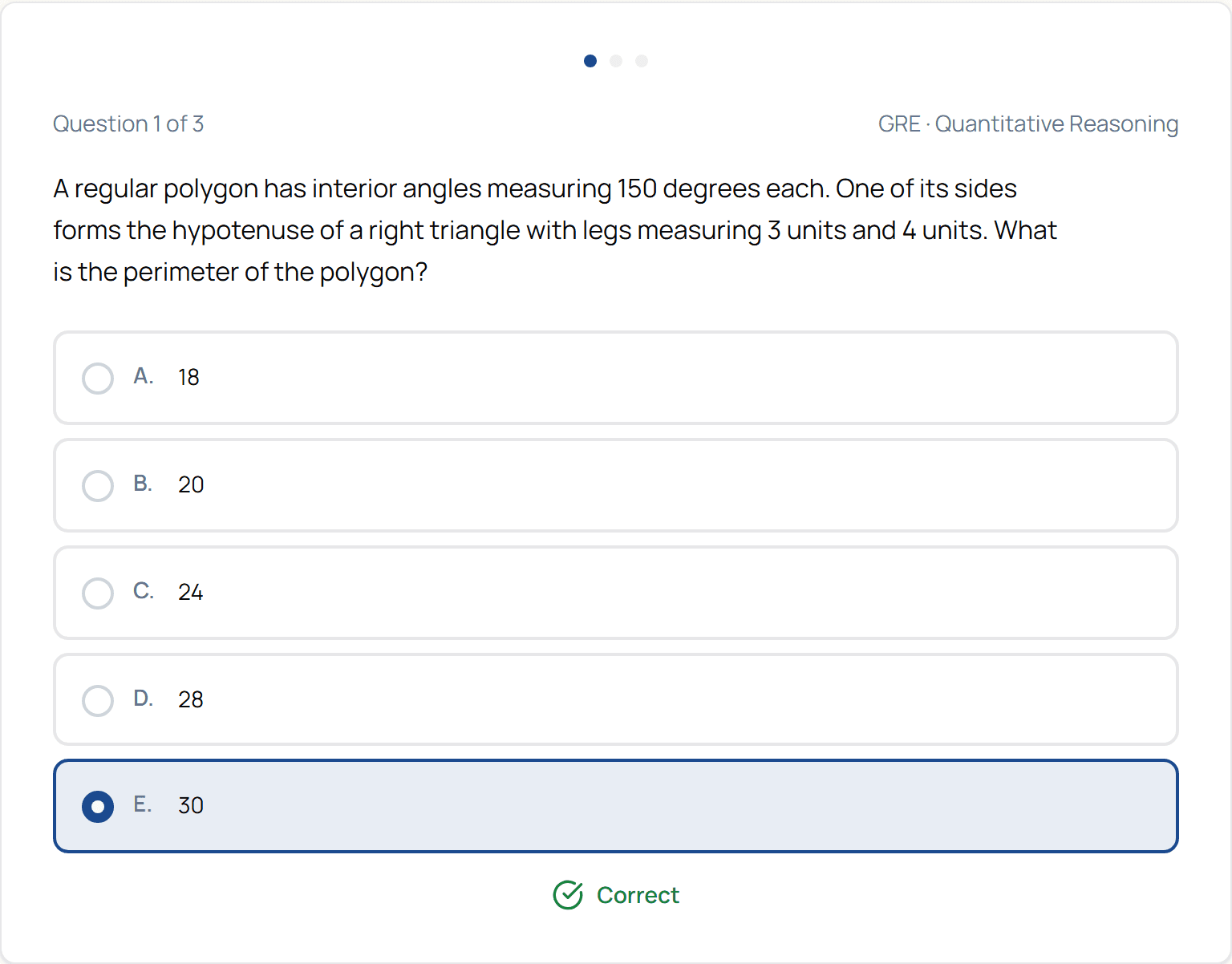A PrepSavvy GRE practice question with its answer options