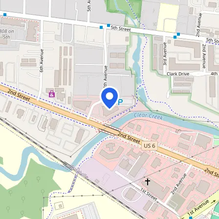 Map showing the location of Pearson Professional Center in Coralville