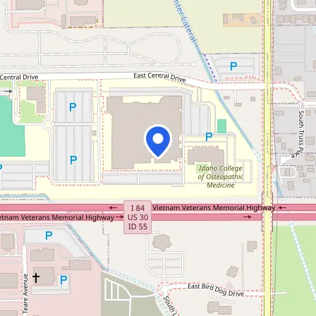 Map showing the location of Prometric Testing Center in Meridian