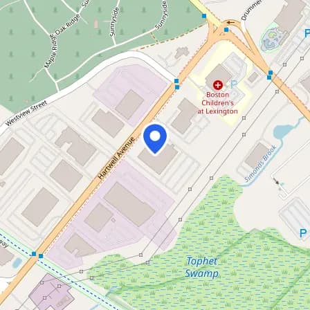 Map showing the location of Pearson Professional Center - Lexington in Boston