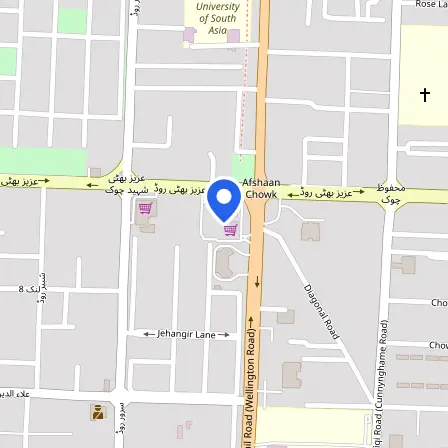 Map showing the location of Pearson VUE Professional Test Center in Lahore Cant