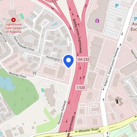 Map showing the location of Prometric Test Center in Augusta