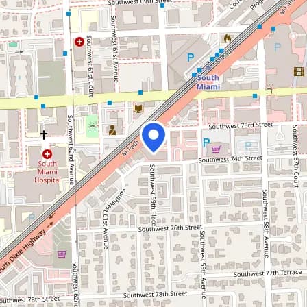 Map showing the location of Pearson VUE Test Center-South Miami in Miami