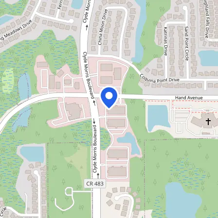 Map showing the location of Pearson VUE Test Center in Ormond Beach