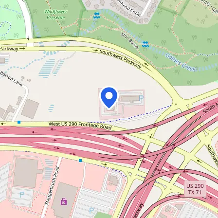 Map showing the location of Pearson Professional Center in Austin