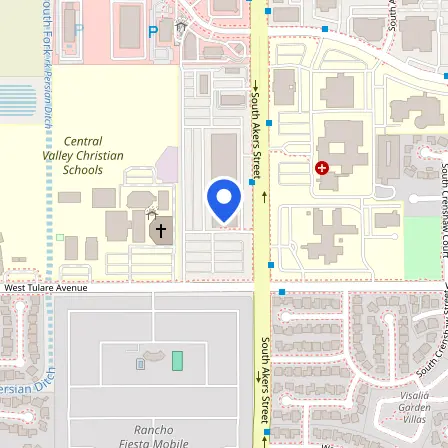 Map showing the location of Pearson Professional Center in Visalia