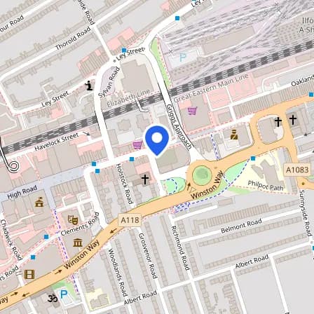 Map showing the location of Pearson Professional Centre - Ilford in Greater London