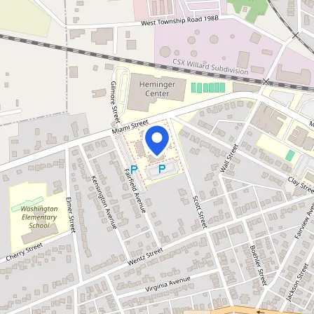 Map showing the location of PearsonVue Testing Center (Tiffin University) in Tiffin