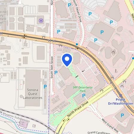 Map showing the location of Prometric Test Center in Tempe