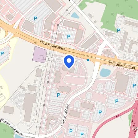 Map showing the location of Pearson Professional Center in Newark