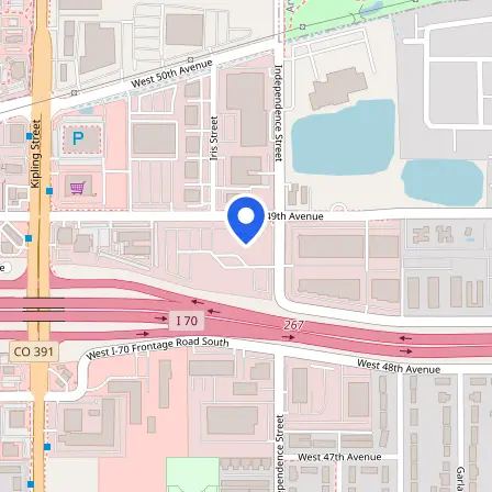 Map showing the location of Pearson VUE Test Center-Wheat Ridge CO in Wheat Ridge