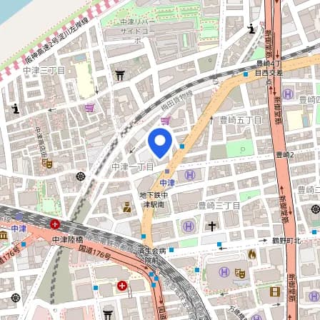 Map showing the location of Prometric Testing Center Osaka Nakatsu in Osaka