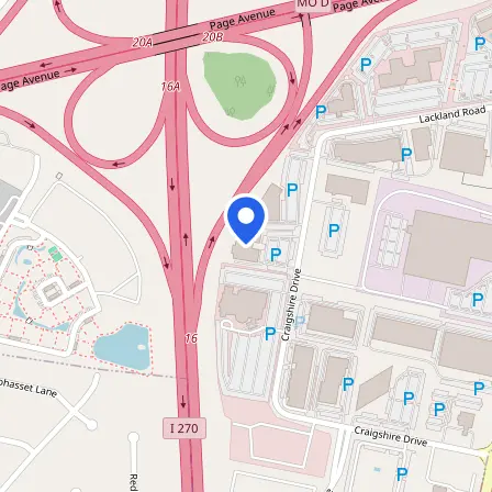Map showing the location of Pearson VUE Testing in Maryland Heights