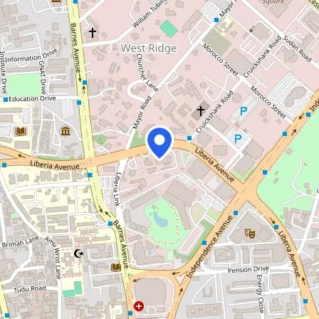 Map showing the location of Prometric Test Center in Accra
