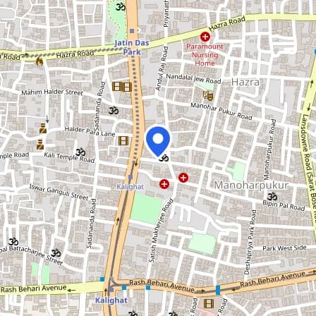 Map showing the location of Pearson VUE Test Center in Kolkata