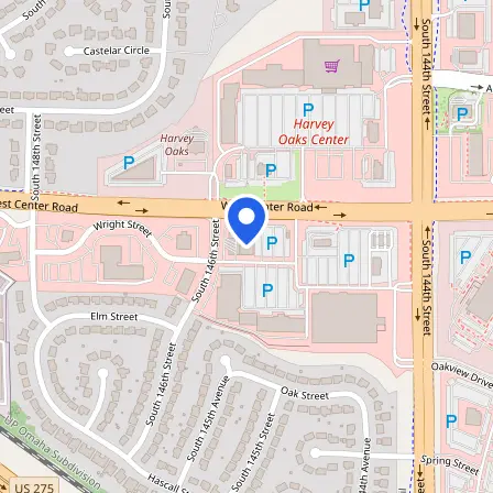 Map showing the location of Prometric Test Center in Omaha