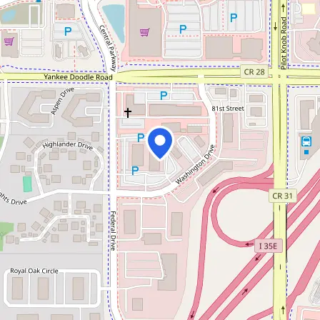 Map showing the location of Pearson Professional Center in Minneapolis