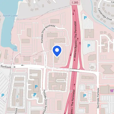 Map showing the location of Prometric Testing in Atlanta