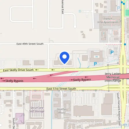 Map showing the location of Prometric Test Center in Tulsa
