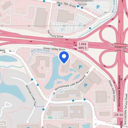 Map showing the location of Pearson VUE in Bloomington