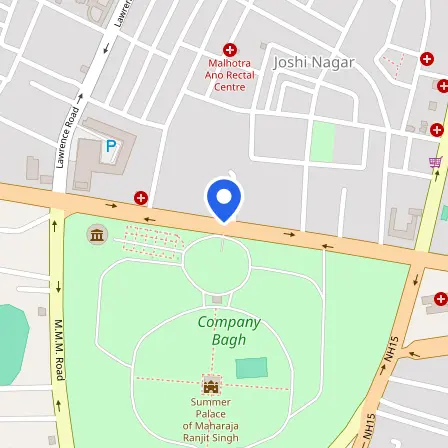 Map showing the location of Pearson Professional Center in Amritsar