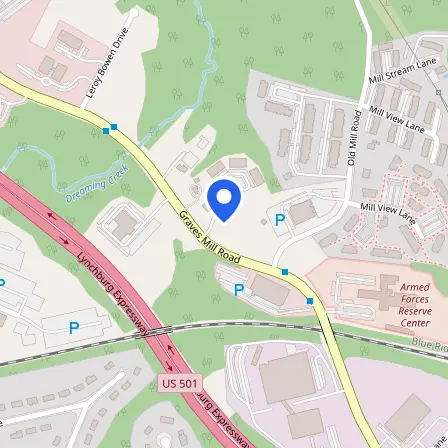 Map showing the location of Pearson Professional Center in Lynchburg