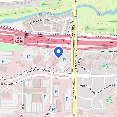 Map showing the location of Pearson Professional Center in Overland Park