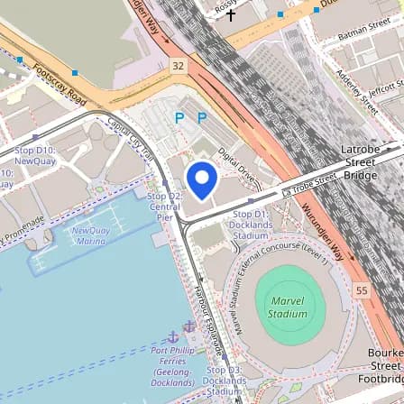 Map showing the location of Pearson Professional Centers in Melbourne