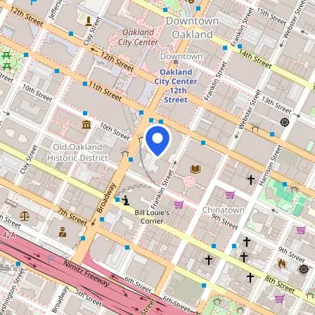 Map showing the location of Pearson Professional Center in San Francisco