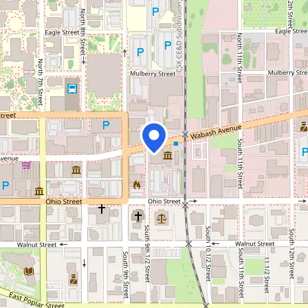 Map showing the location of Pearson Professional Center in Terre Haute