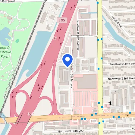 Map showing the location of Pearson VUE Test Center in Miami