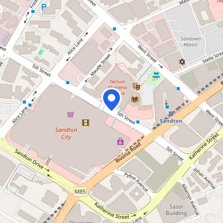 Map showing the location of Pearson Professional Centers - Johannesburg in Sandton