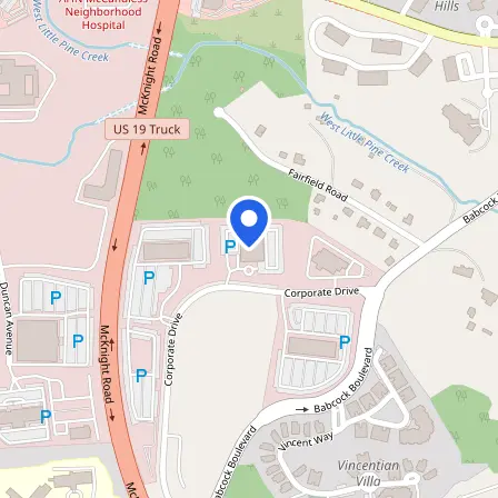 Map showing the location of Prometric Test Center in McCandless