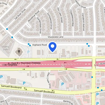 Map showing the location of Pearson Testing Center in Dallas