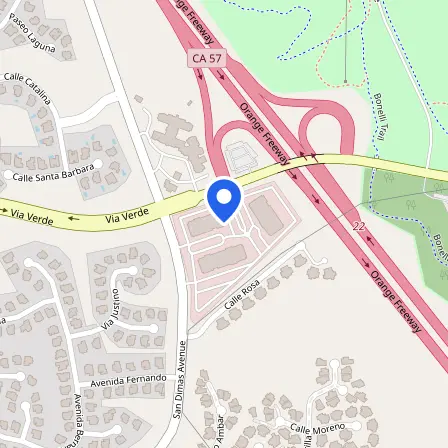 Map showing the location of Pearson Professional Center in San Dimas