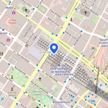 Map showing the location of Pearson Canada Solutions Limited in Montreal