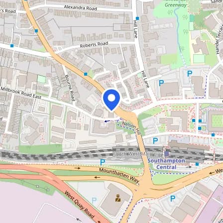 Map showing the location of Pearson Vue Test Centre in Southampton
