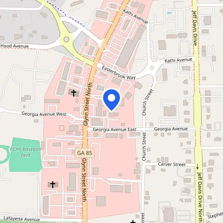 Map showing the location of Open Arms Outreach/ PearsonVue Testing in Fayetteville