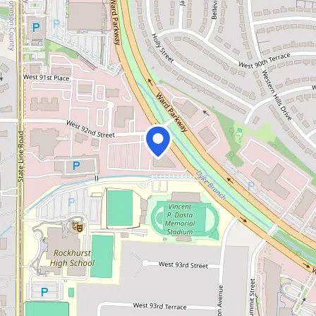 Map showing the location of Pearson Testing Center in Kansas City