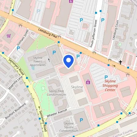 Map showing the location of Pearson Professional Center in Falls Church