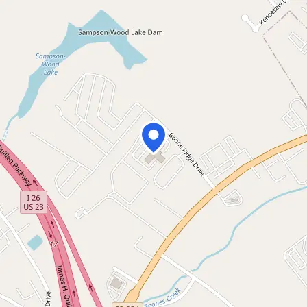 Map showing the location of Pearson Professional Center in Johnson City