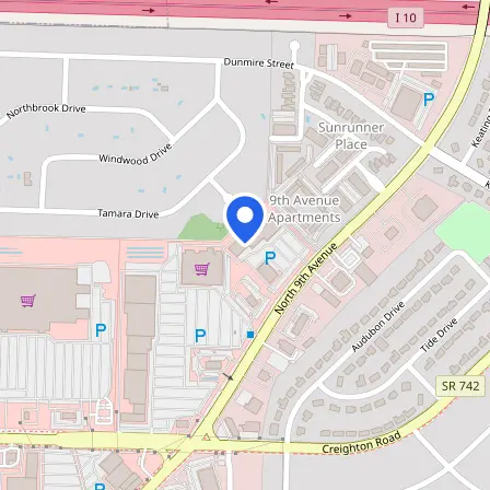 Map showing the location of Pearson VUE Test Ctr in Pensacola